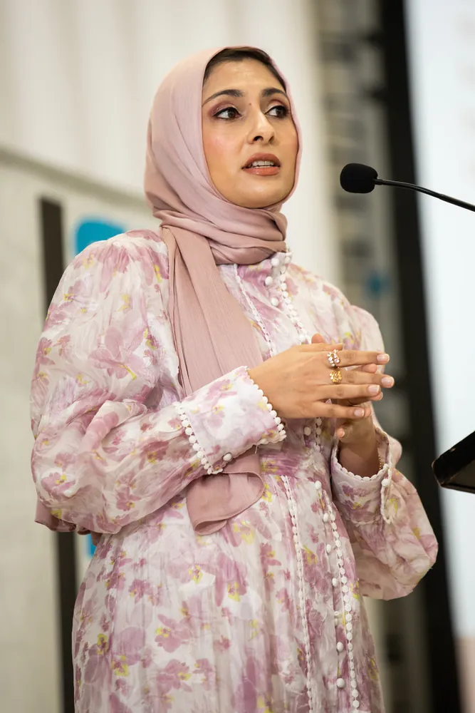 A speaker at the podium